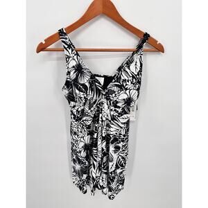 Swim Solutions NWT Flyaway Swim Dress in Black & White Print  // 8